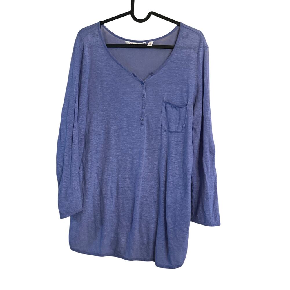Athleta Periwinkle Blue Henley 100% Linen size XS